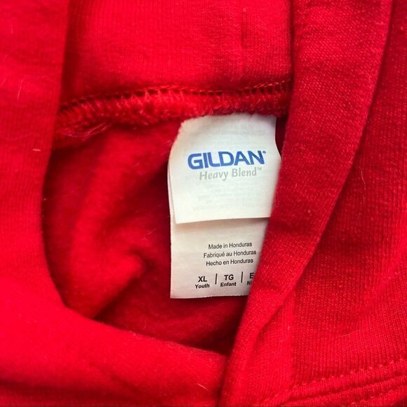 GILDAN RED HOODIE SWEATSHIRT UNISEX YOUTH XL - Picture 6 of 6